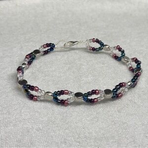 Chic Multicolor Beaded Bracelet with Silver Discs